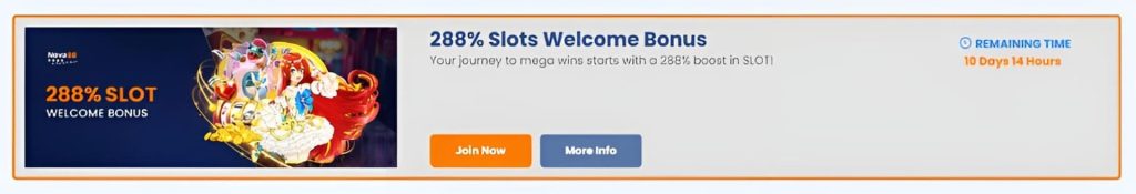 Slots Welcome Bonus 288%